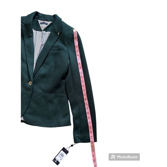 Tommy Hilfiger Women’s Green Long Sleeve Single-Button French Terry Blazer Jacke - Picture 15 of 16